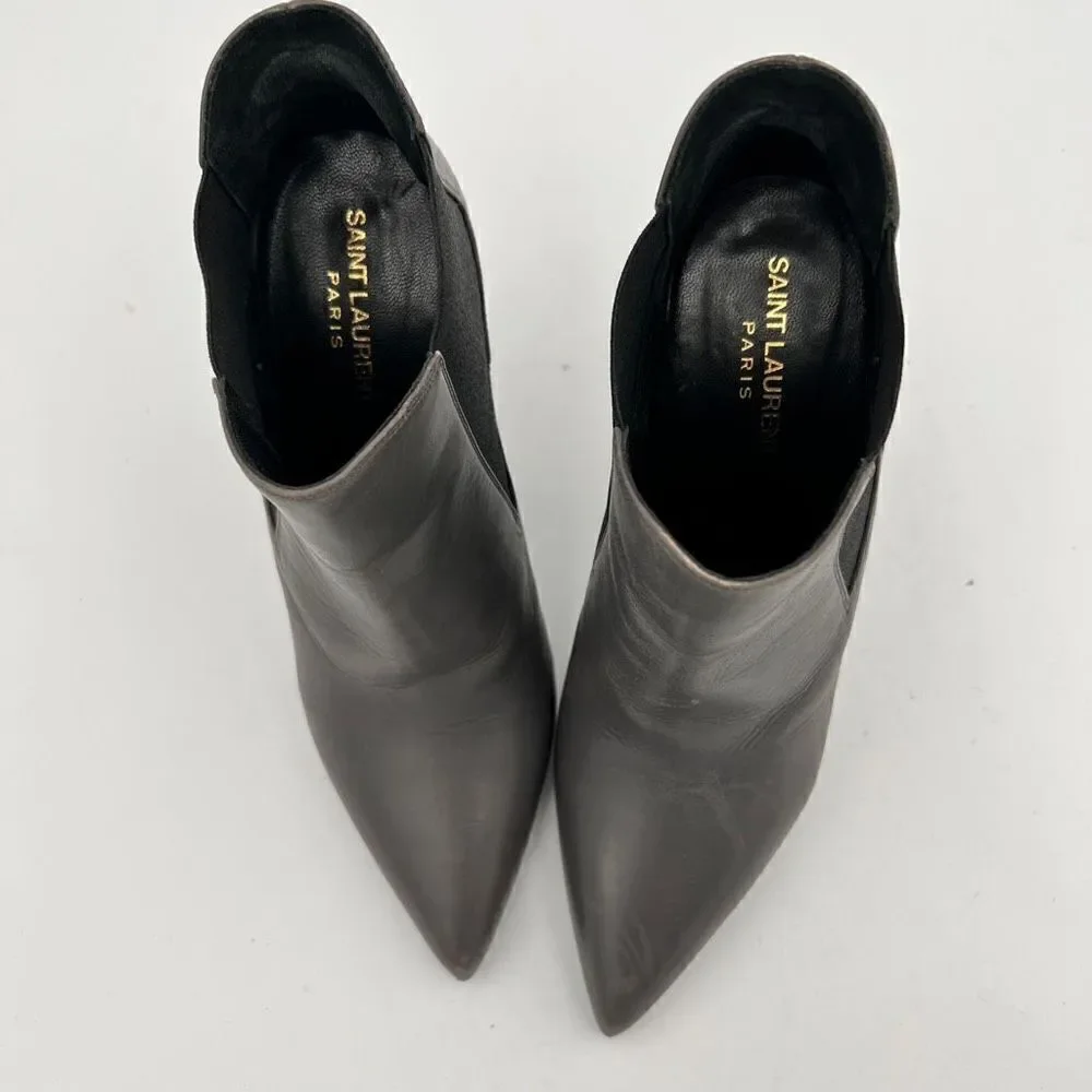 Saint Laurent Paris Women's Gray Leather Chelsea Boots Size 39 - Picture 4 of 12